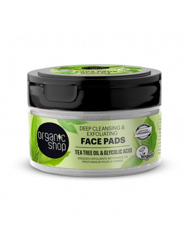 ORGANIC SHOP TEA TREE DISCOS FACIALES EXFOLIANTES OIL DEEP CLEANSING 20UN