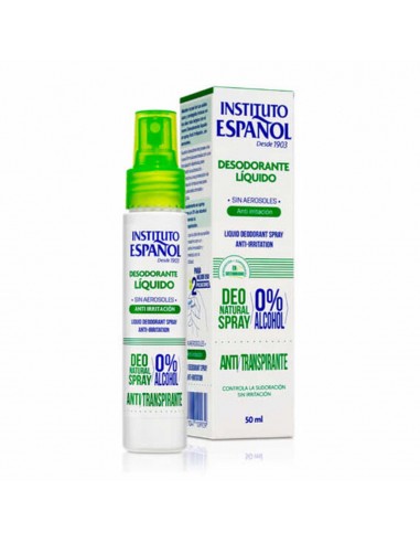 INSTITUTO ESPAÑOL SIN ALCOHOL SPRAY DESODORANTE LIQUIDO ANTI-TRANSPIRANTE 50ML VAPORIZADOR