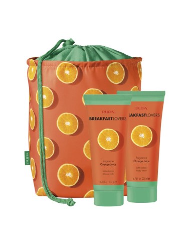 PUPA BREAKFAST LOVERS ORANGE JUICE LECHE CORPORAL 1UN + LOCION CORPORAL 200ML + BOLSA 1U