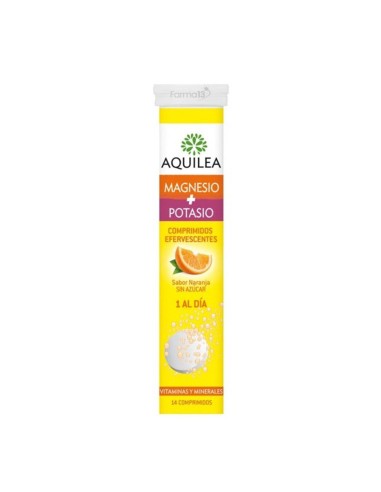 AQUILEA MAGNESIO + POTASIO PASTILLAS EFERVESCENTES SABOR NARANJA SIN AZUCAR 1UN