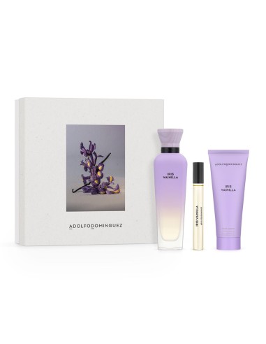 ADOLFO DOMINGUEZ IRIS VAINILLA EAU DE PARFUM 120ML VAPORIZADOR + LOCION CORPORAL PERFUMADA 1U + VIAL 10ML VAPORIZADOR