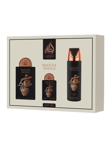 LATTAFA BRIOCHE VANILLE EAU DE PARFUM 100ML + SPRAY CORPORAL PERFUMADO 200ML VAPORIZADOR + EAU DE PARFUM 20ML
