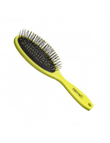 EUROSTIL OVAL CEPILLO MEDIANO VERDE FLUOR 1UN